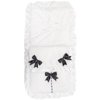 Plain White/Black Footmuff/Cosytoes With Large Bows & Lace